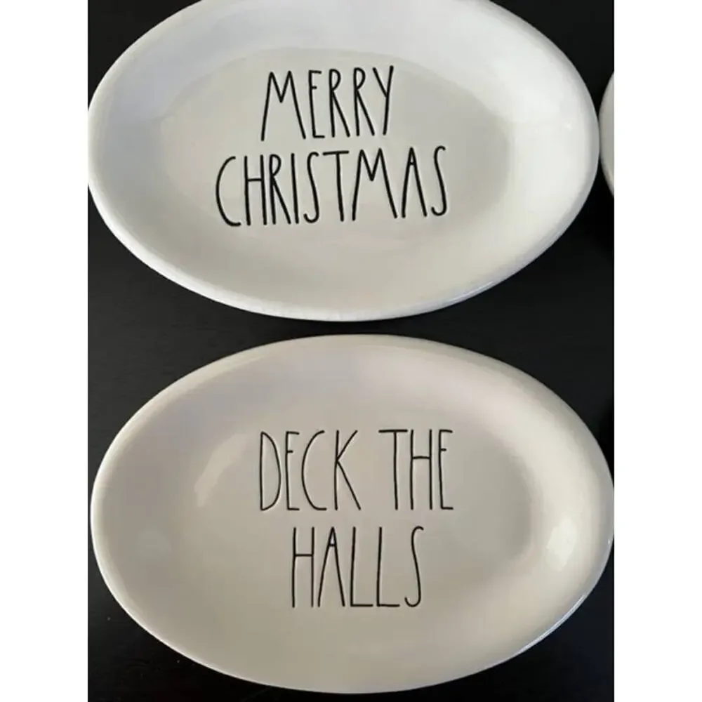 Rae Dunn 2016 Vintage OG Christmas Ovals Set of 4 - Picture 3 of 8